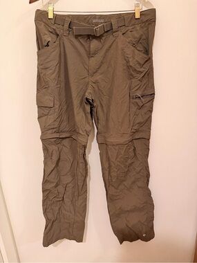 Columbia Olive Convertible Cargo Pants with Belt Size 34W 32L